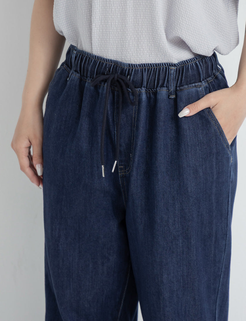 Cooling Tencel Silky Denim Drawstring Plus Size Boyfriend Jeans