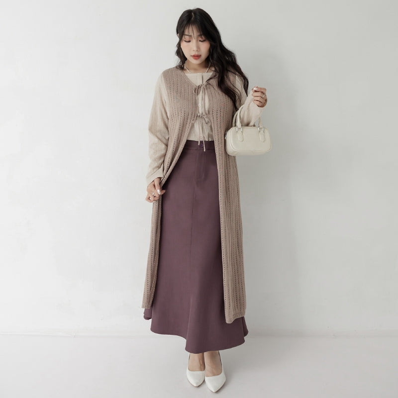 MISS. 2-Way Convertible Hollow Plus Size Long Knit Vest