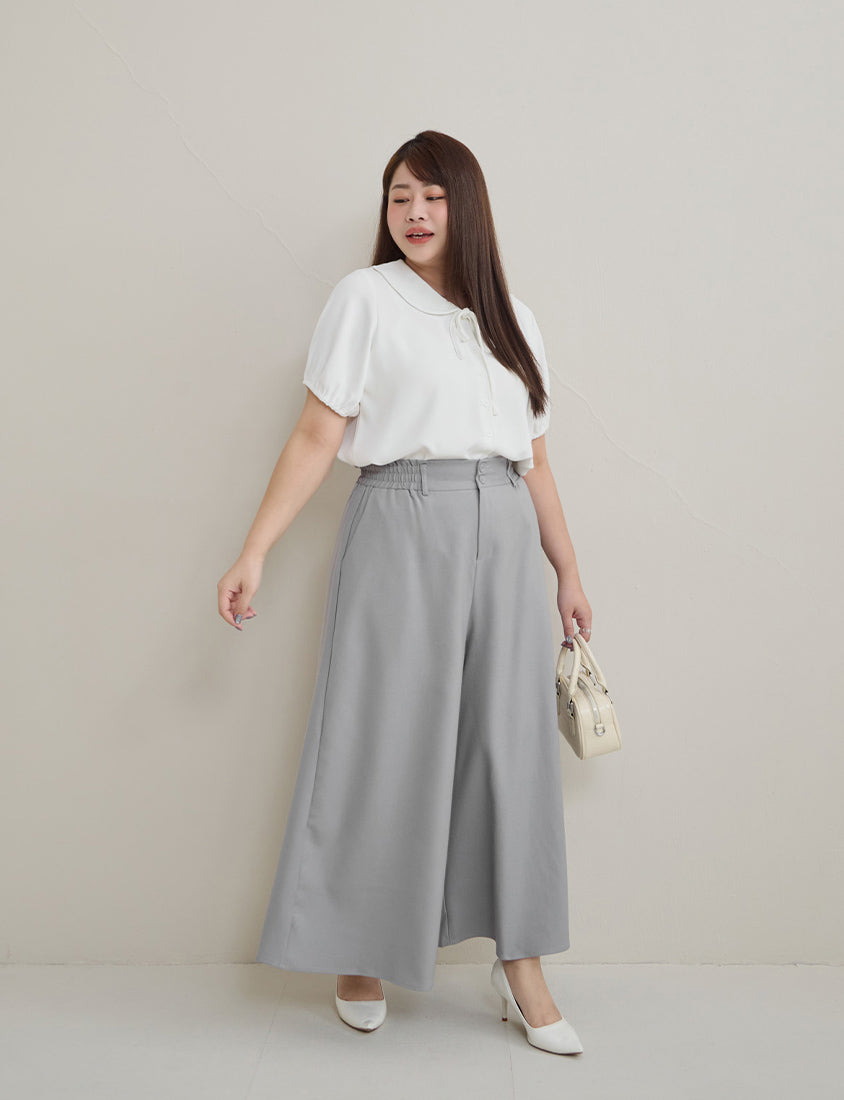 MISS. Silky Cool Wrinkle-Resistant Tie-Front Plus Size Collar Shirt