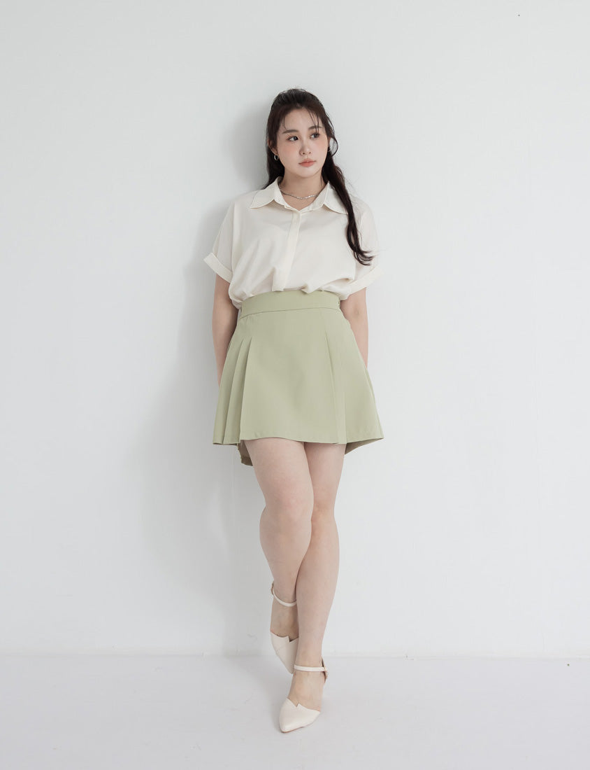 MISS. Minimal Satin Rolled Sleeve Plus Size Shirt