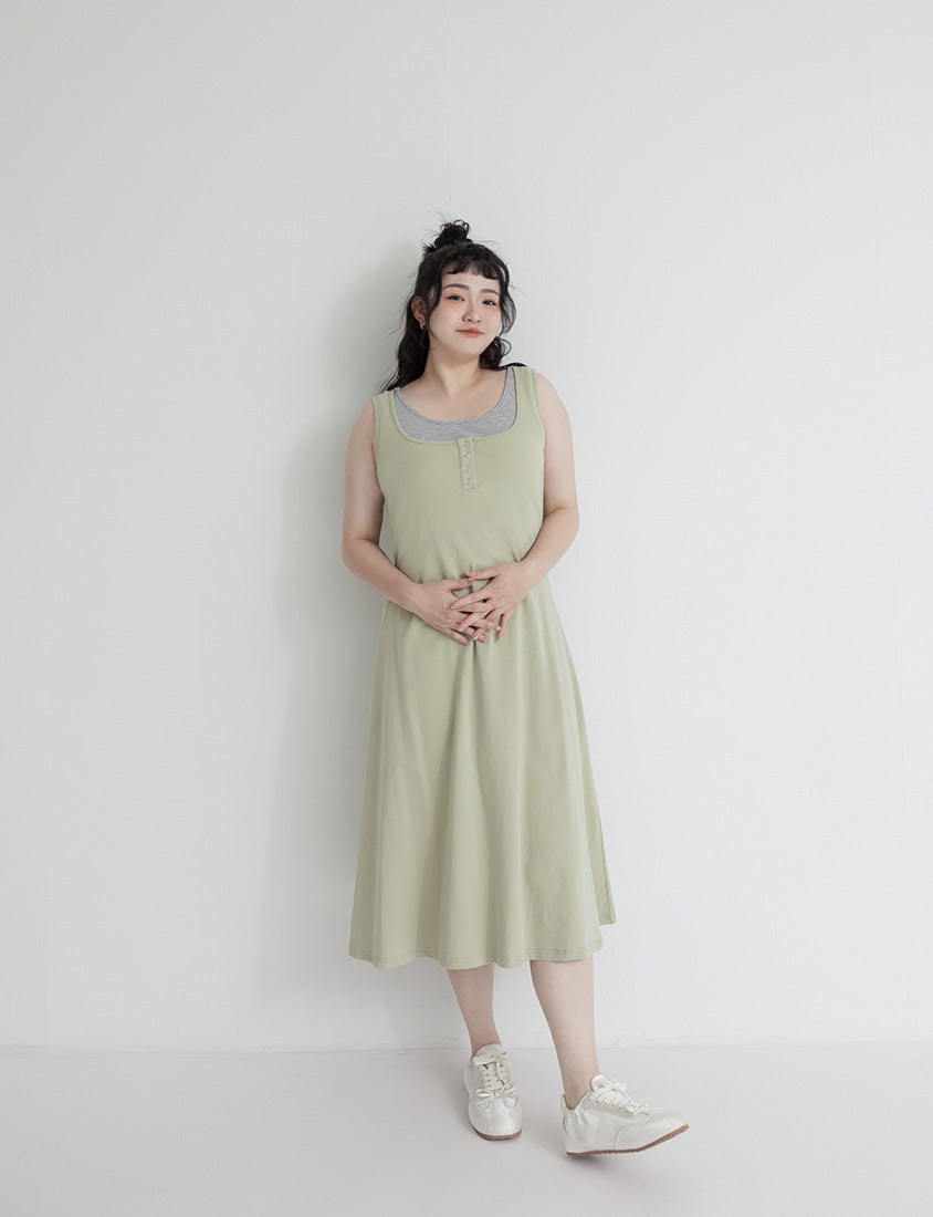 Skin-Friendly Stretch Faux Two Piece Plus Size Maxi Dress