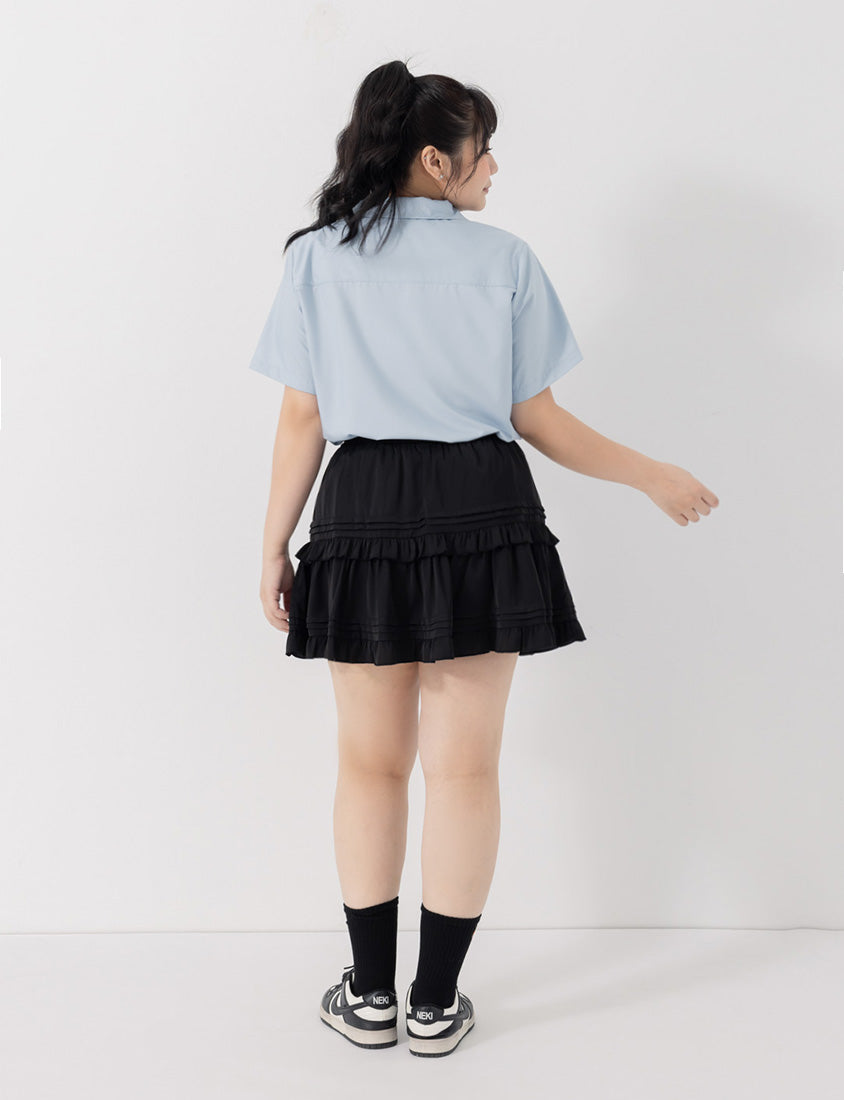 Sweet Tiered Puffy Plus Size Mini Skirt