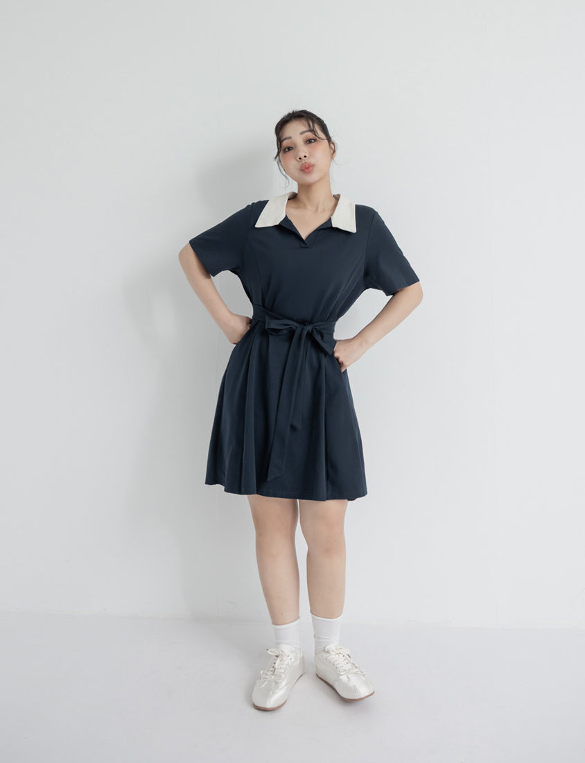 Instant Icy Cooling Collar Plus Size Mini Dress (With Waist Belt)