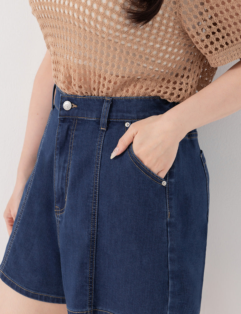 Standard Perfect Fit Slim Fit A-Line Plus Size Denim Shorts