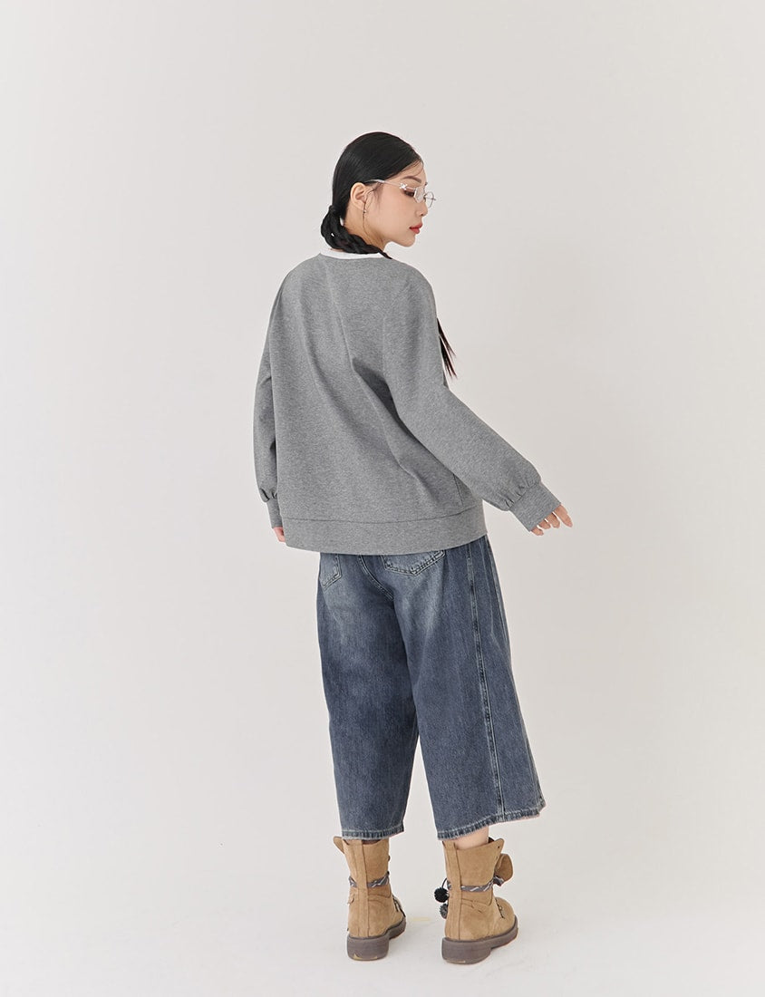 Snowball Cover Cat Faux Layered Plus Size Cloud Cotton Top (Unisex) (MIND.A.DAY Collaboration)