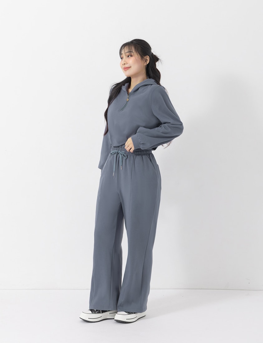 Comfort Deodorizing Brushed Lined Elastic Waist Plus Size Wide Leg Pants