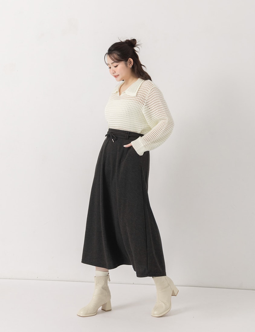 Anti-Pilling Cutout Hollow Collar Plus Size Knit Top
