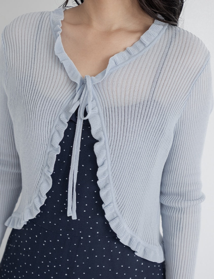 Instant Cooling Tencel Blend Tie-Front Knit Plus Size Cardigan