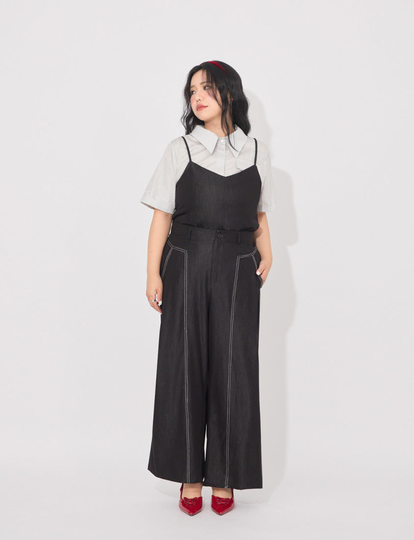 MORE U COOL PRO+ Silky Denim-Look Plus Size Wide Leg Pants