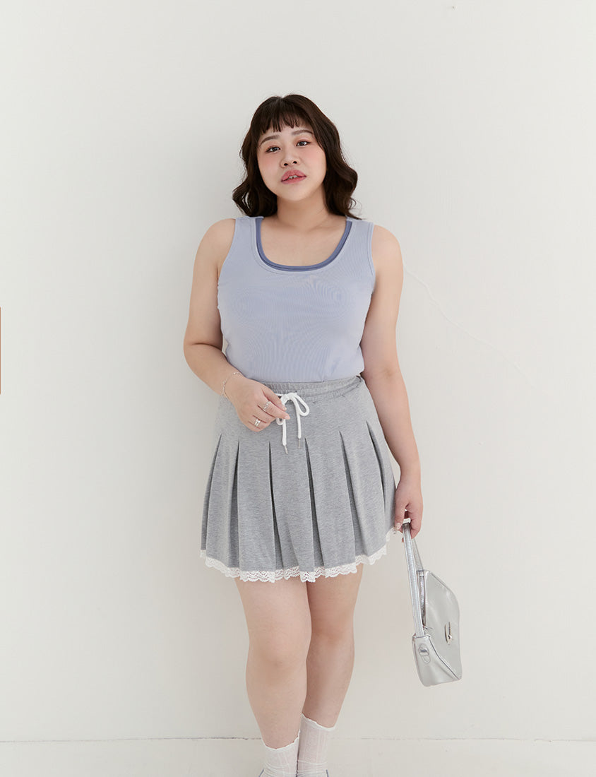 Pobra. Contrast Crew Neck Ribbed Plus Size Bra Tank Top