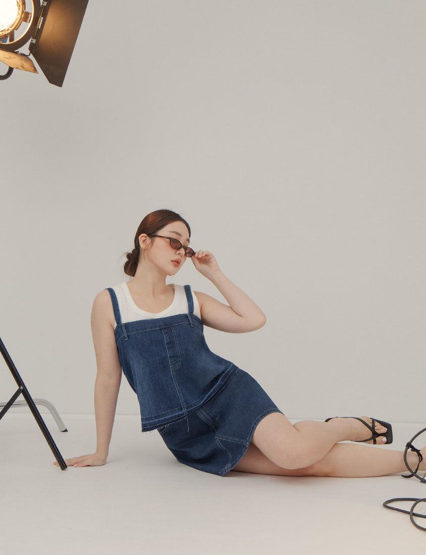 Tencel Denim Elastic Back Plus Size Strap Cami Vest