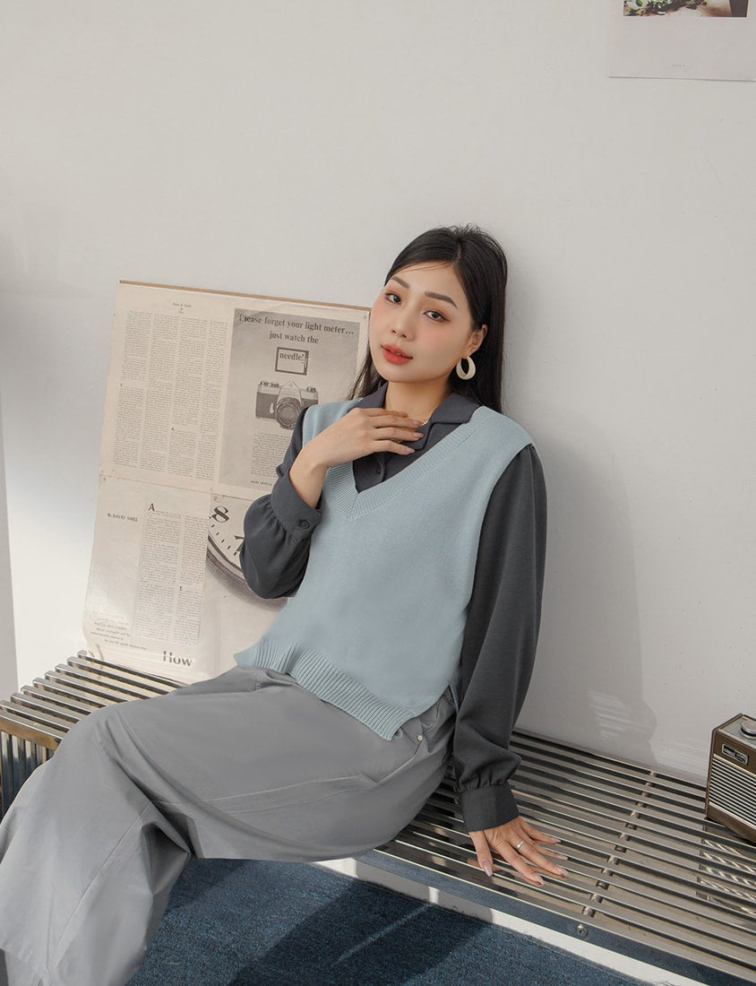 MISS.Korean Style High Waist Back Elastic Plus Size Straight Leg Pants