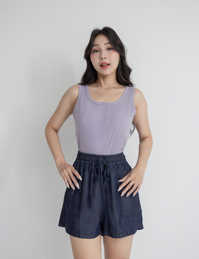 Cooling Soft Drawstring Plus Size Denim Shorts