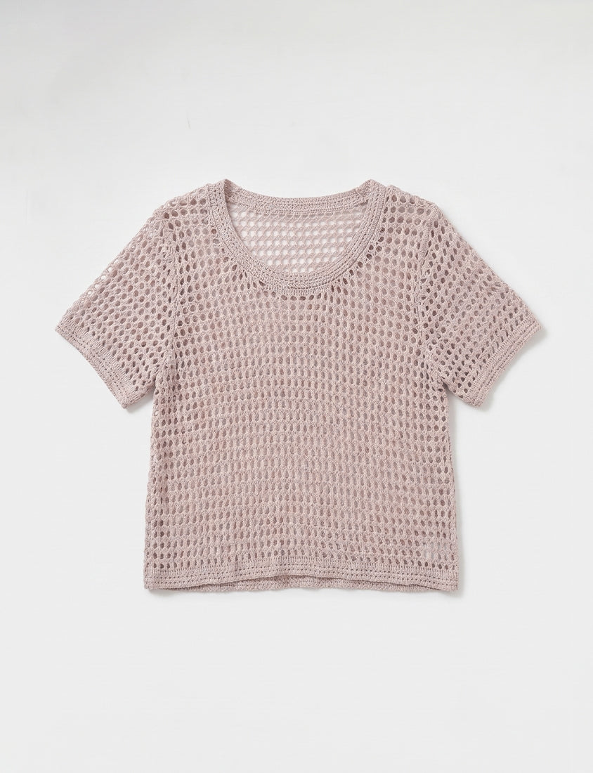 Summer Hollow Knit Short Sleeve Plus Size Top