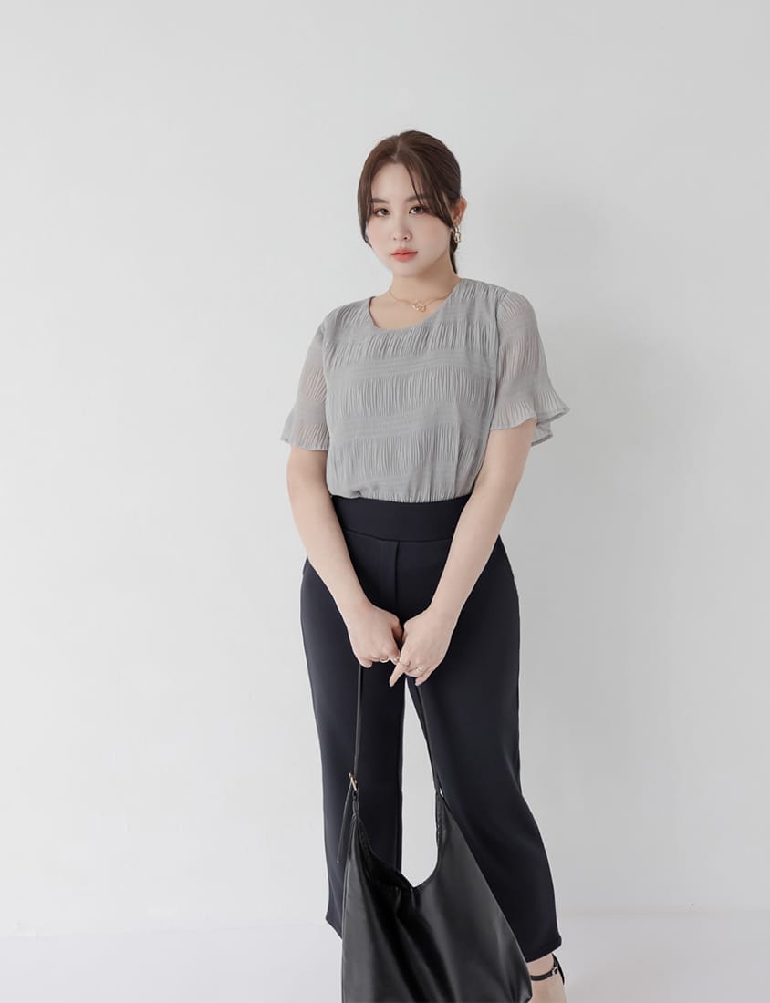 MISS. Korean Style Crinkled Plus Size Chiffon Top