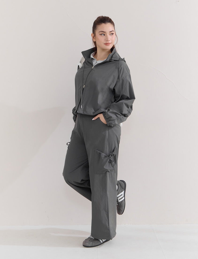 Instant Cooling UV-Protection Cropped Utility Hooded Plus Size Jacket
