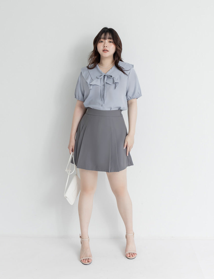 MISS. Ruffle Collar Chiffon Plus Size Shirt