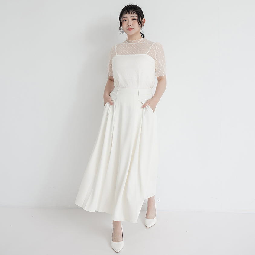 MISS. Slim Fit Tailored Pleated A-Line Plus Size Maxi Skirt