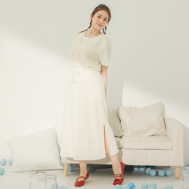 COOL PRO+ Space Cotton Panel Plus Size Maxi Skirt