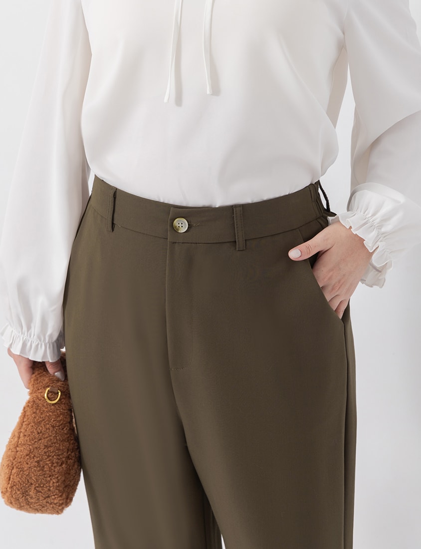 MISS. Boyfriend Style Cropped Cuffed Plus Size Tailored Pants