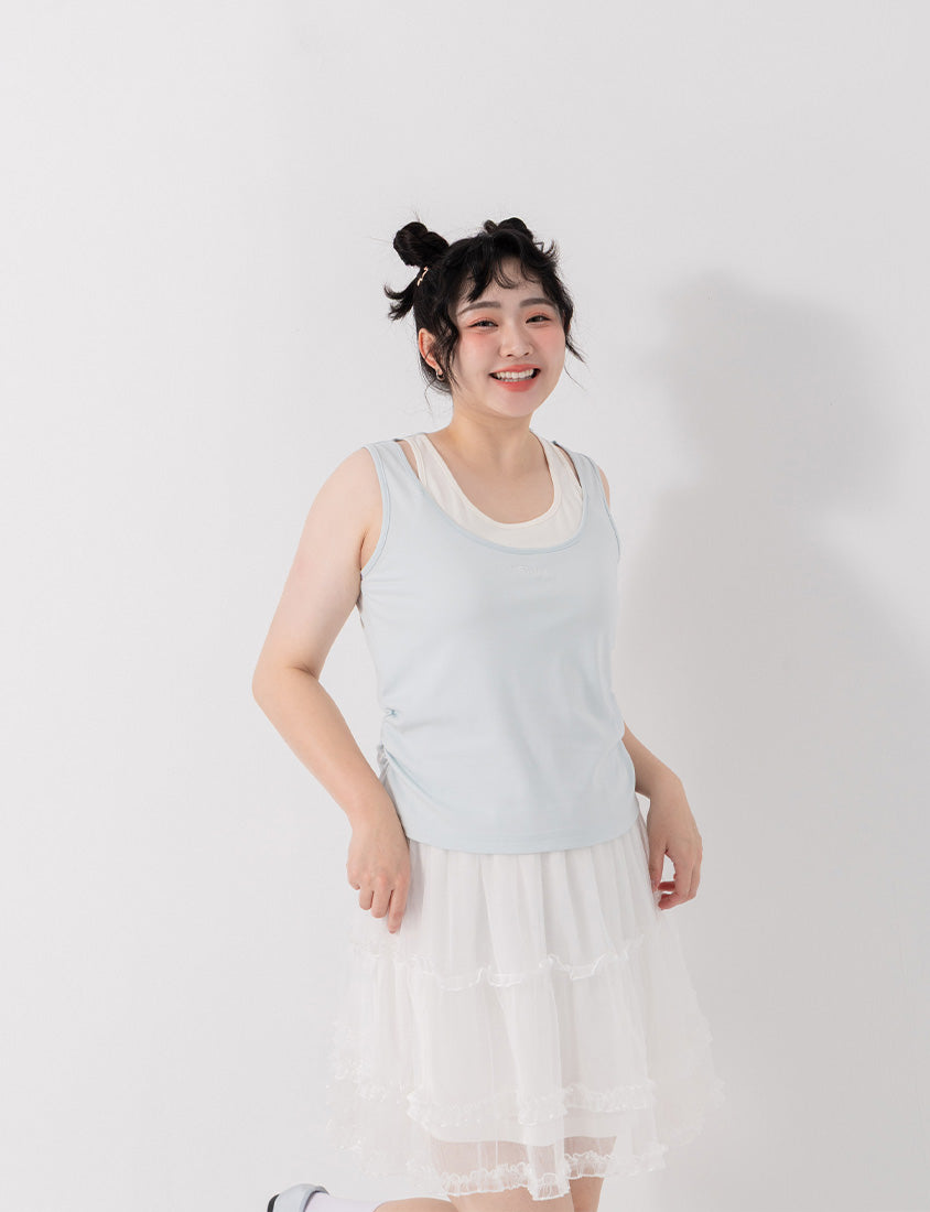 Instant Cooling Cat Paw Embroidered Contrast Plus Size Tank Top