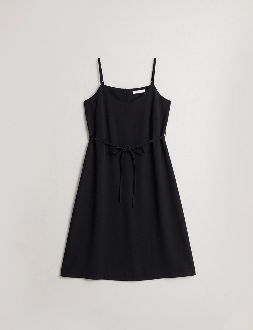 Wrinkle-Resistant A-Line  Plus Size Cami Maxi Dress (With Waist Tie)
