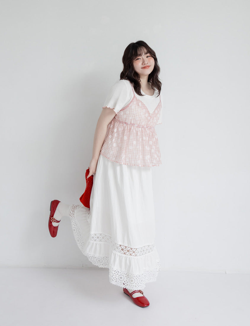 Playful Bubble Plaid Plus Size Two-Piece Set