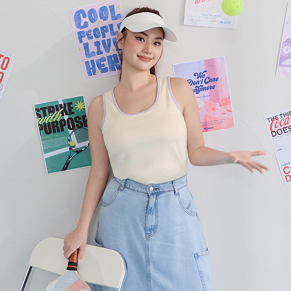 Pobra. Lyocell Cloud Cotton Contrast Plus Size Bra Tank Top