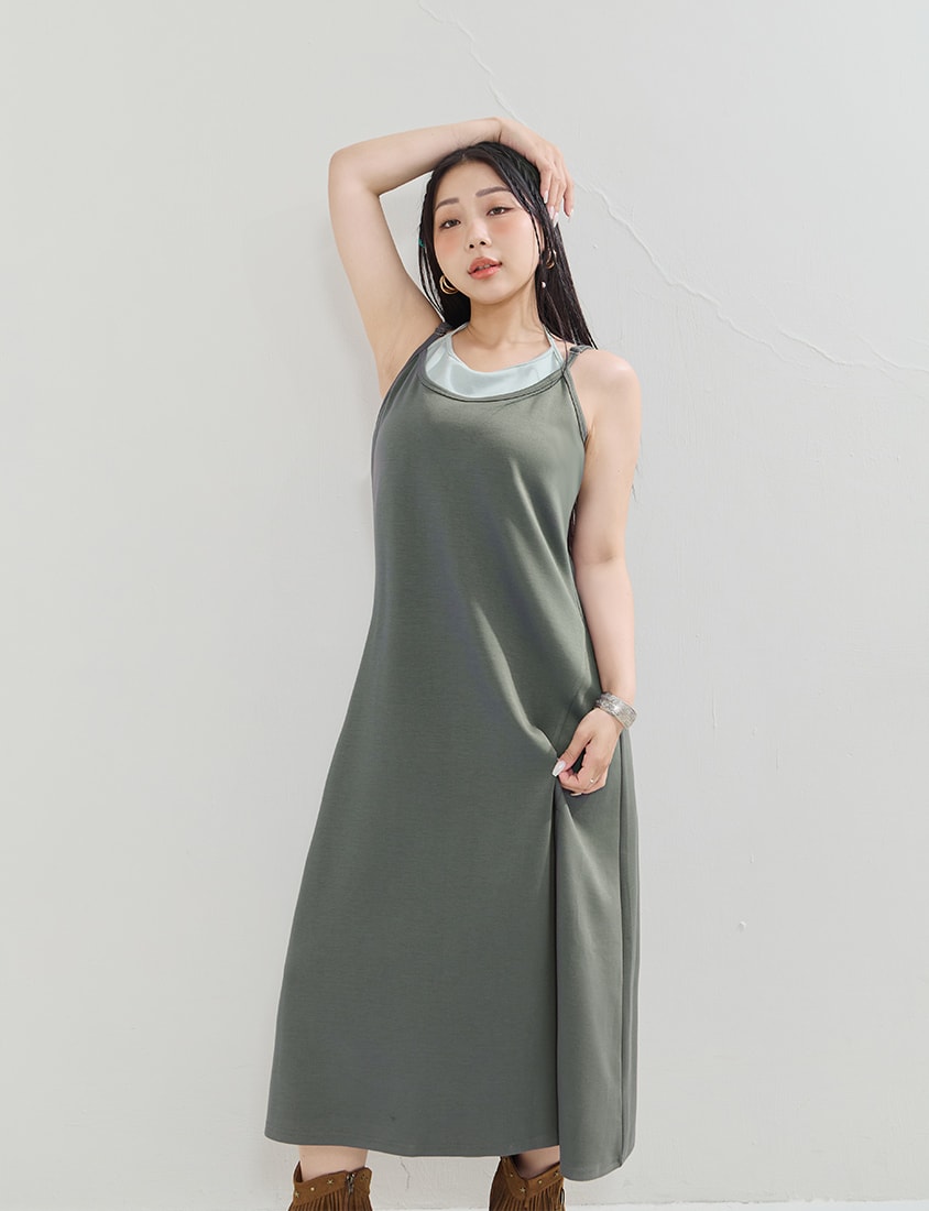 MUA! Cloud Cotton Faux Two Piece Plus Size Maxi Dress