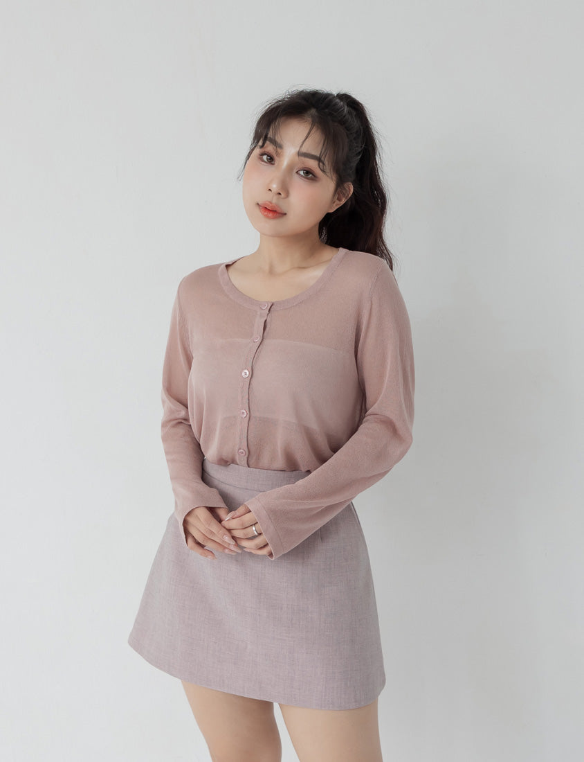 MISS. Crew Neck Fine Ice Silk Semi Sheer Plus Size Cover Up