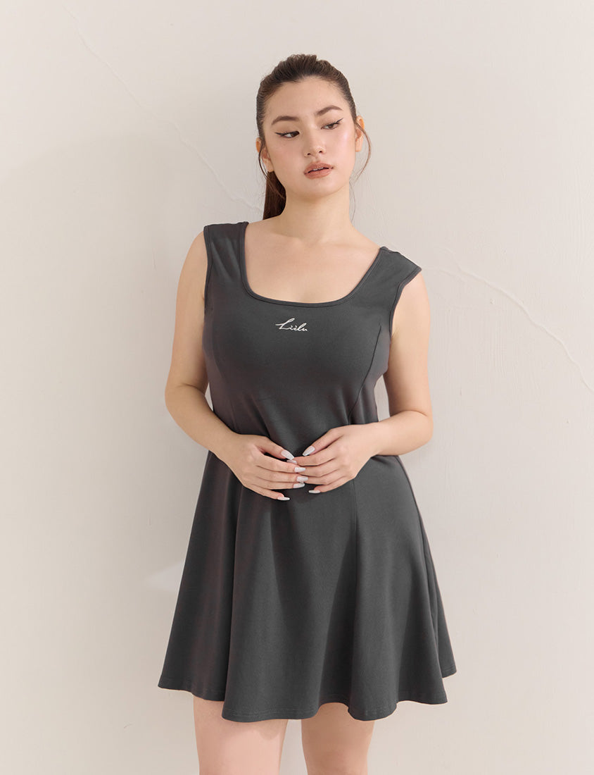 Embroidered Elastic Waist Plus Size Mini Dress