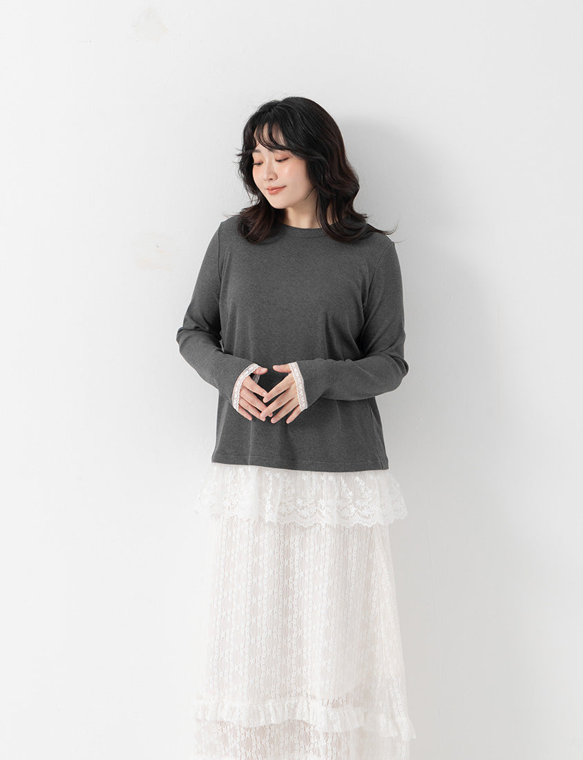 Layering Essential Lace Panel Knit Plus Size Top