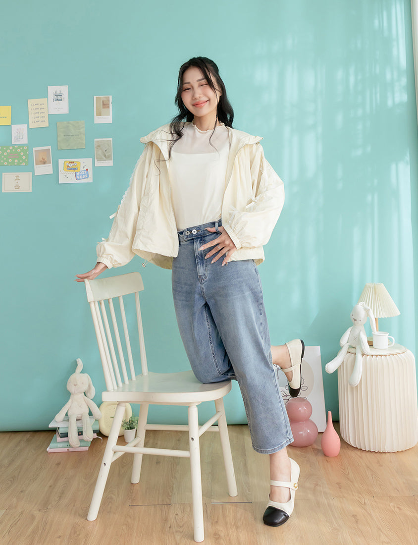 Lace Water-Repellent Hooded Plus Size Trench Coat
