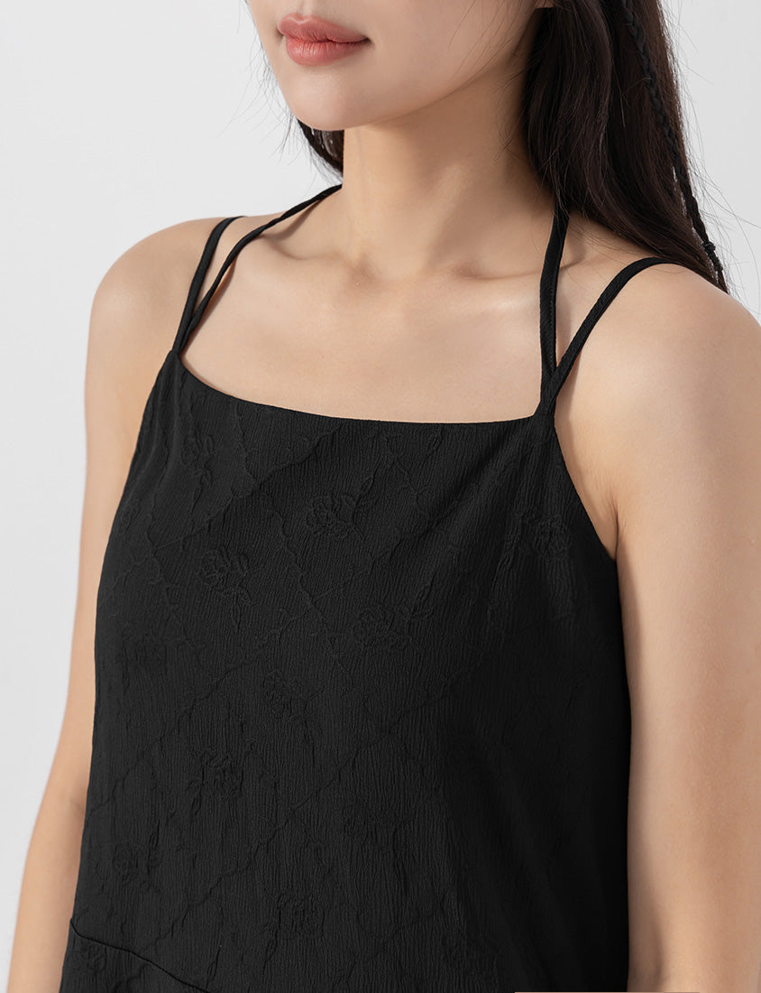 Elegant Jacquard Tie-Back Plus Size Maxi Dress