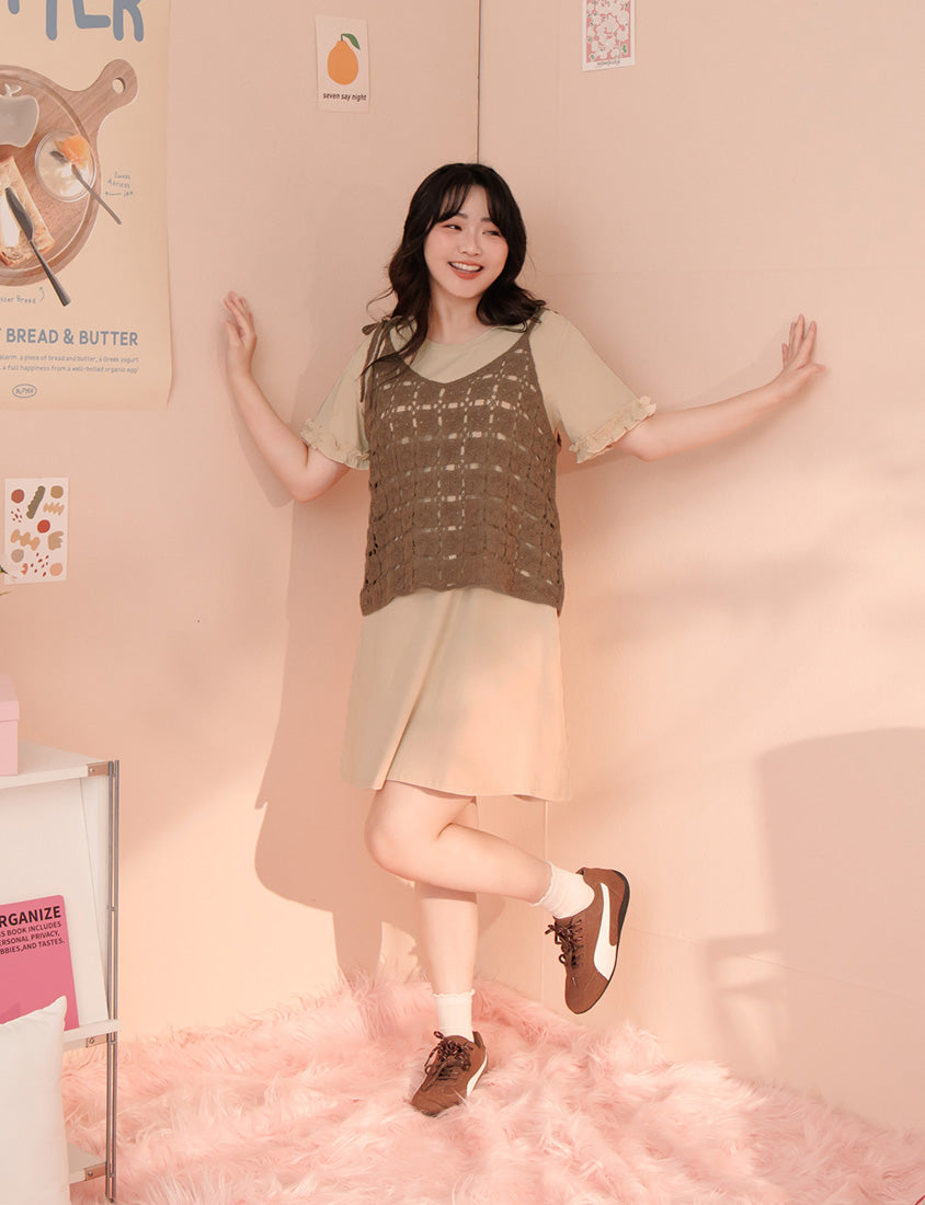 Japanese-Inspired Crochet Grid Plus Size  Vest