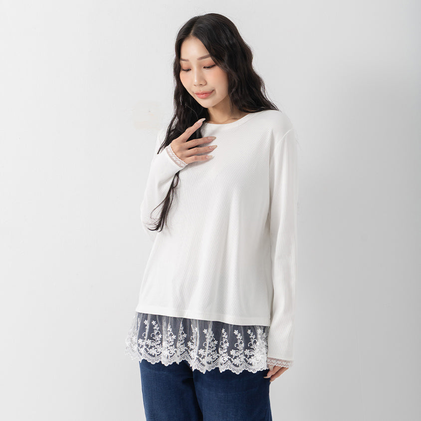 Layering Essential Lace Panel Knit Plus Size Top