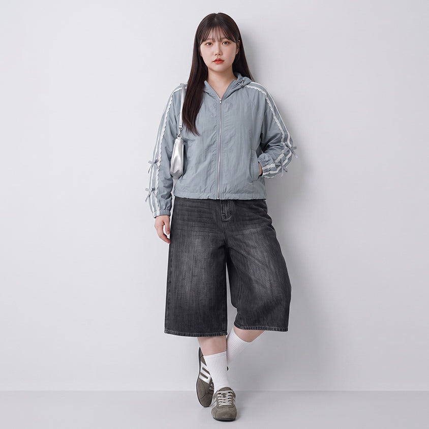 Lace Water-Repellent Hooded Plus Size Trench Coat