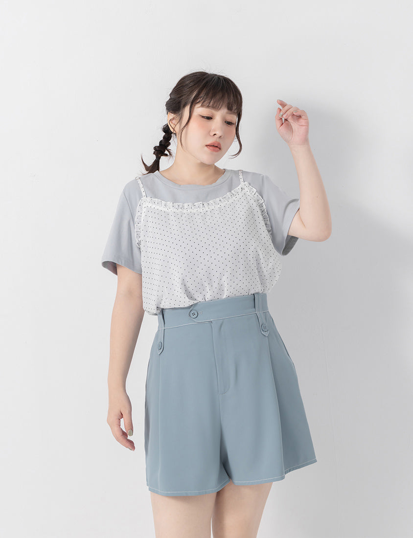 Two-Piece Cute Polka Dot Cami Top Plus Size Set