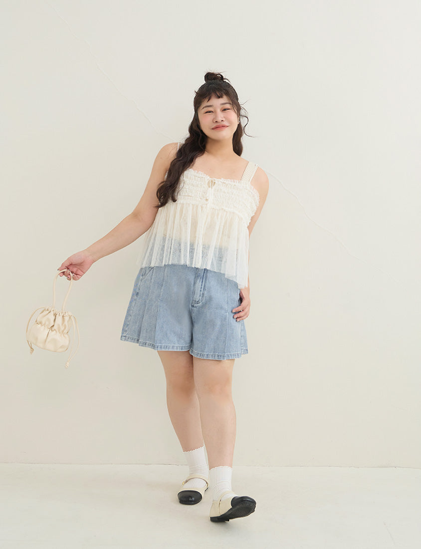 2-Way Japanese Polka Dot Mesh Plus Size Cami Top