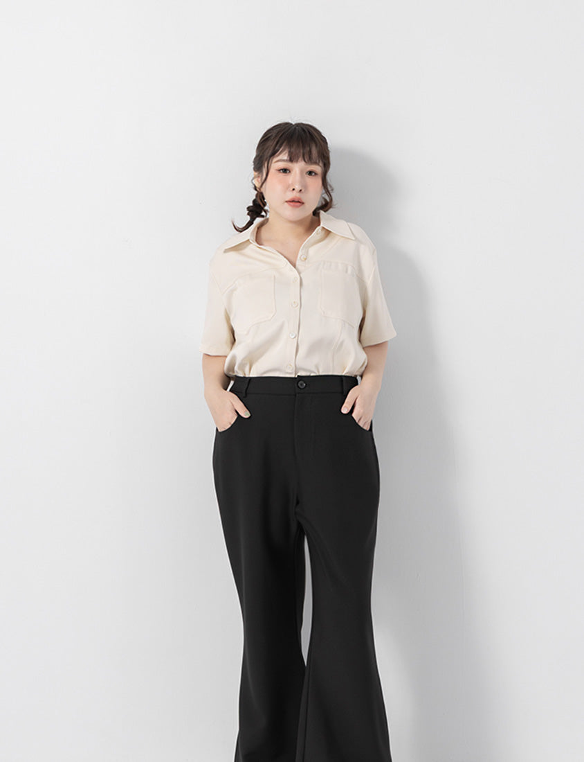 Perfect Proportion Slim Fit Plus Size Flared Trousers (Short)