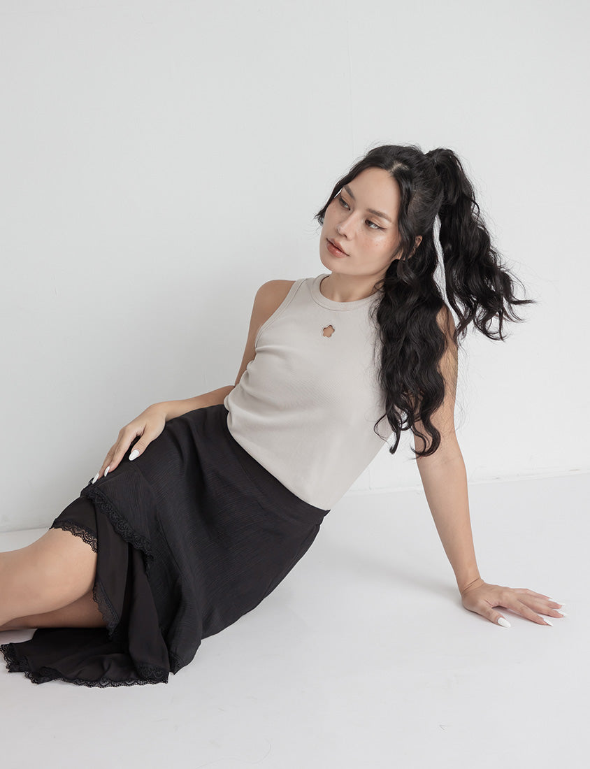 MUA! Layered Asymmetrical Lace Textured Plus Size Mini Skirt