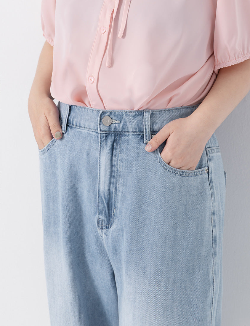 Apple-Shaped Friendly! Perfect Fit Slim Straight Cropped Plus Size Jeans