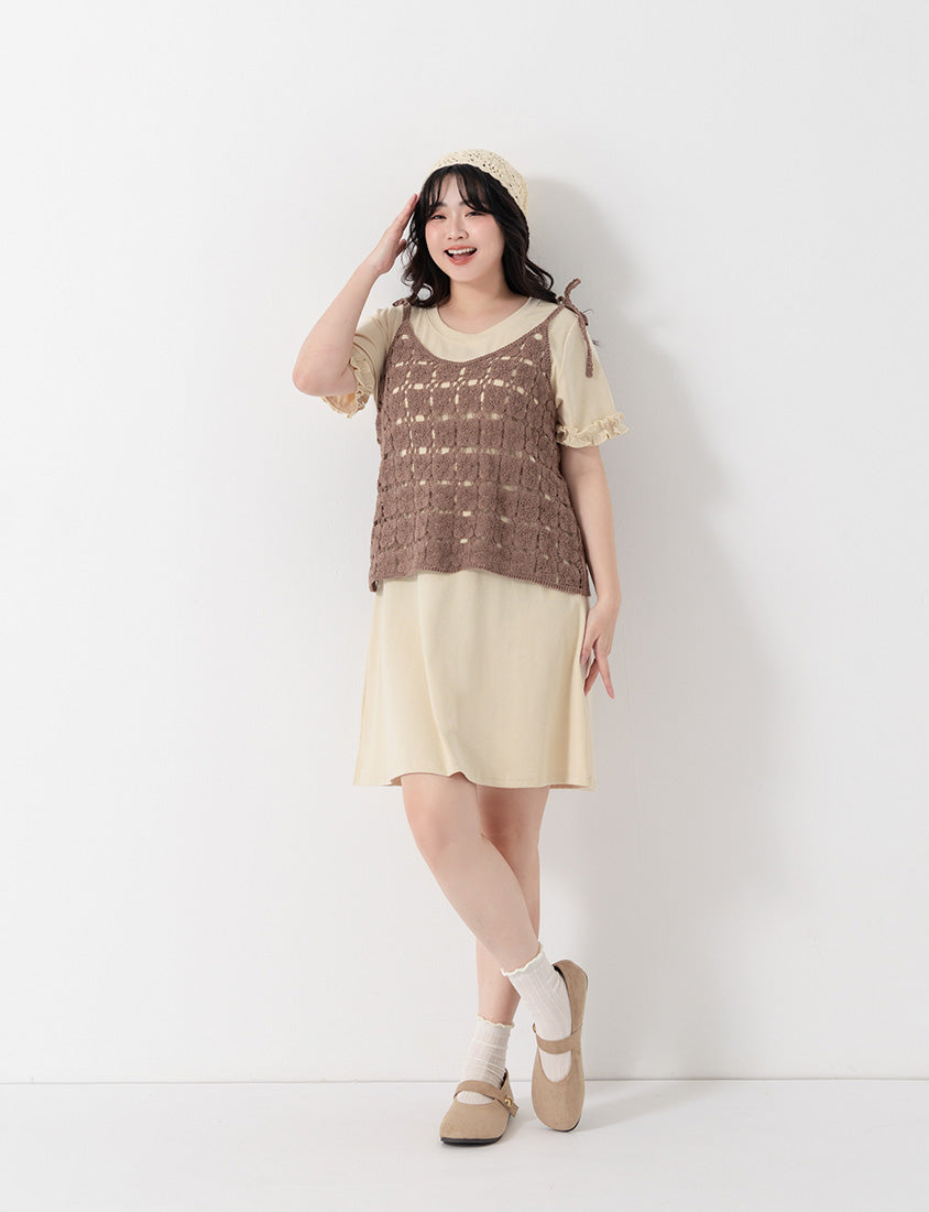 Japanese-Inspired Crochet Grid Plus Size  Vest
