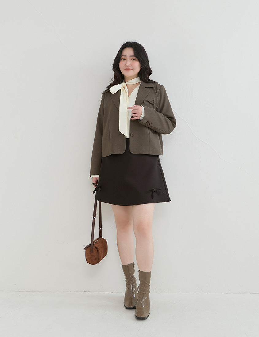Korean Style Preppy Cropped Plus Size Blazer