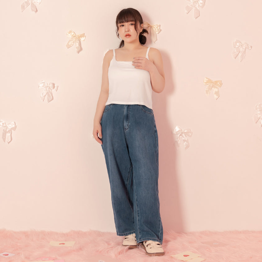 Apple-Shaped Friendly! Perfect Fit Slim Straight Cropped Plus Size Jeans