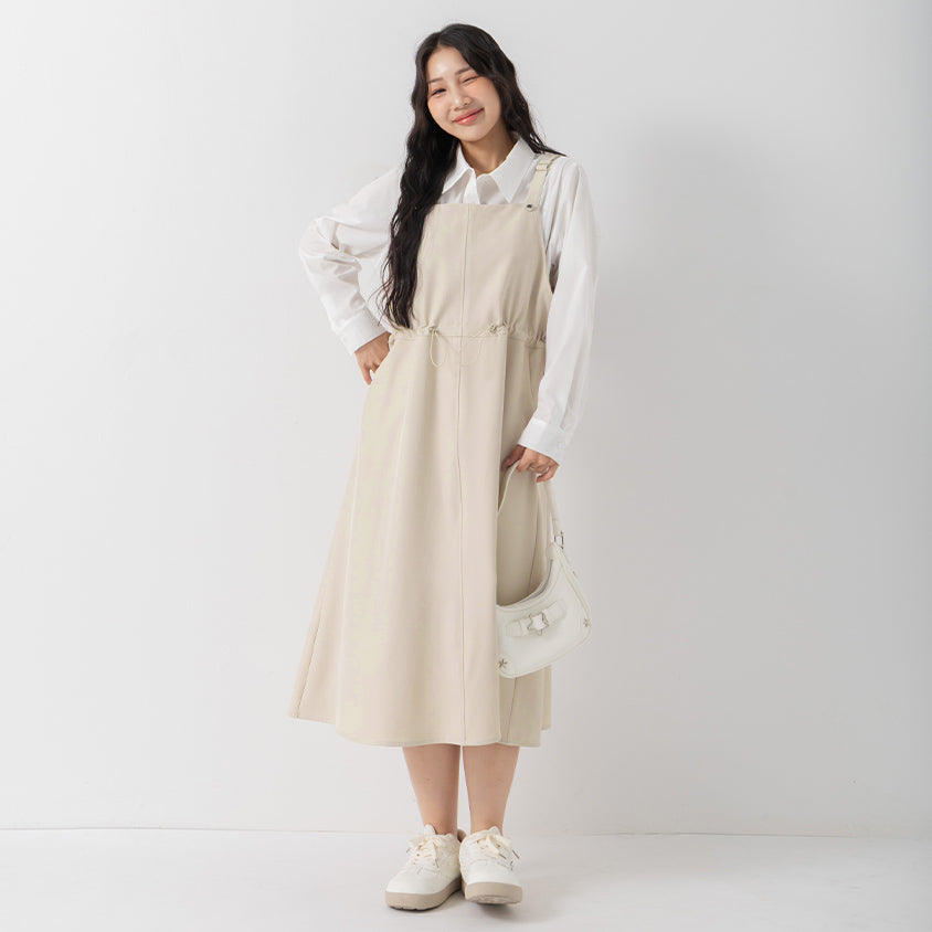 Adjustable Heart Button Strap Plus Size Maxi Dress