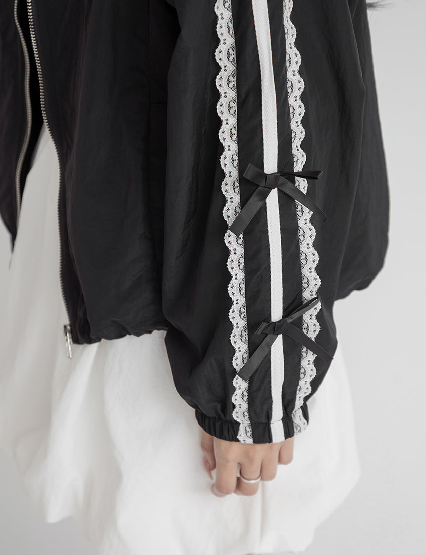 Lace Water-Repellent Hooded Plus Size Trench Coat