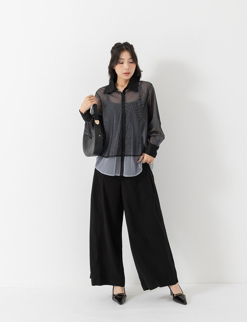 MISS. Japanese-Inspired Ethereal Sheer Layered Plus Size Shirt