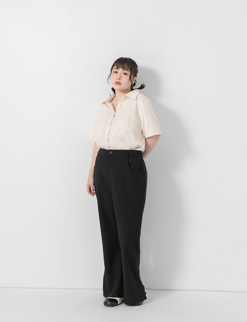 Perfect Proportion Slim Fit Plus Size Flared Trousers (Short)