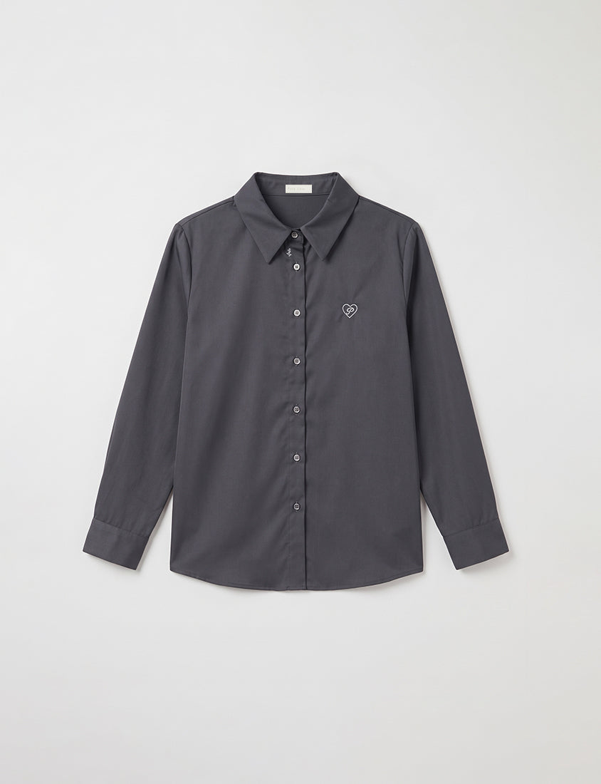 Heart Logo Embroidered Oversized Boyfriend Plus Size Shirt